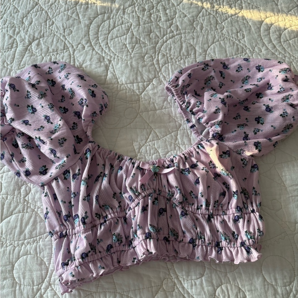 For Love And Lemons Lavender Floral Top